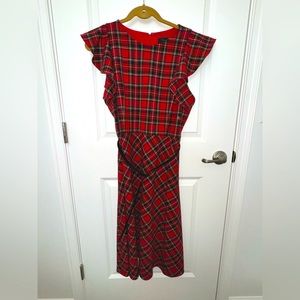 Red Tartan belted Alex Marie Dress size 14